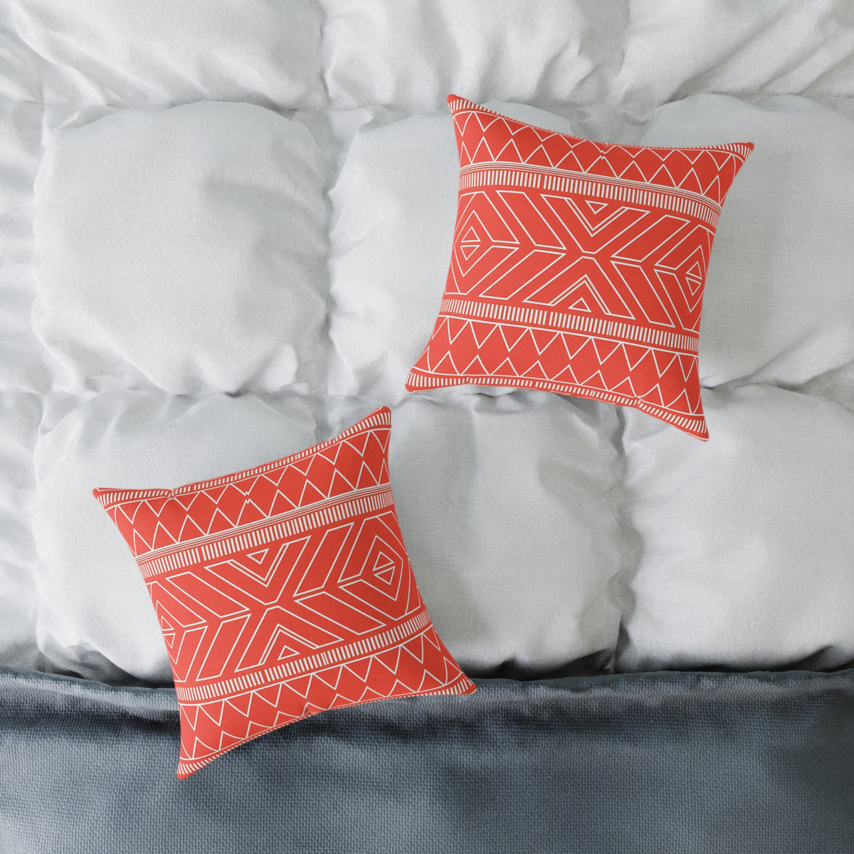 Tribal Geo Pattern Square Pillow | Orange Aztec Throw Pillow
