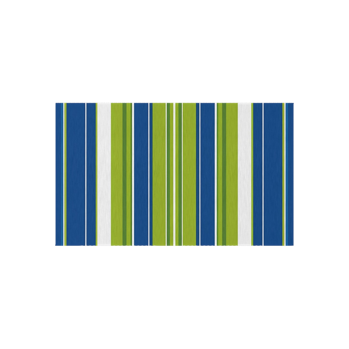 Blue Green Stripe Outdoor/Indoor Rug | Patio Mat, Weatherproof Outdoor Rug