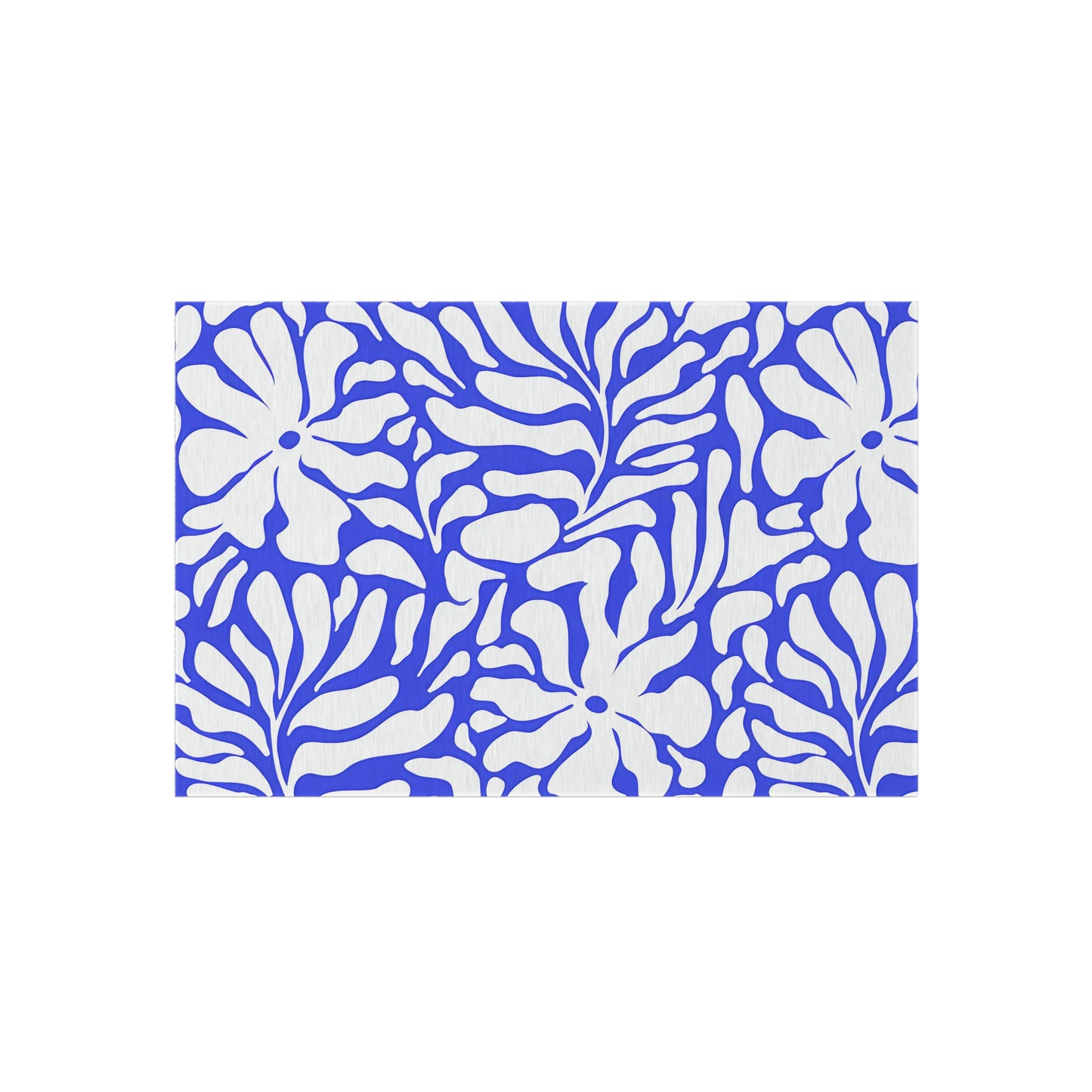 Blue White Floral Pattern Outdoor/Indoor Rug | Tropical Leaf Design
