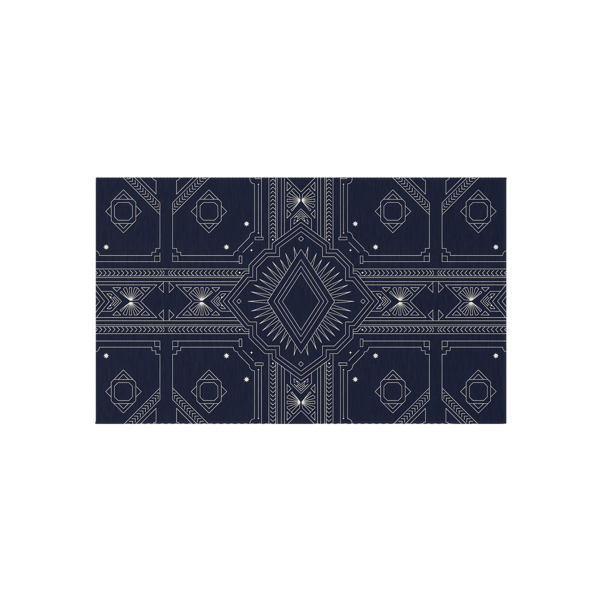 Geometric Aztec Pattern Outdoor Rug | Navy Diamond Porch Mat