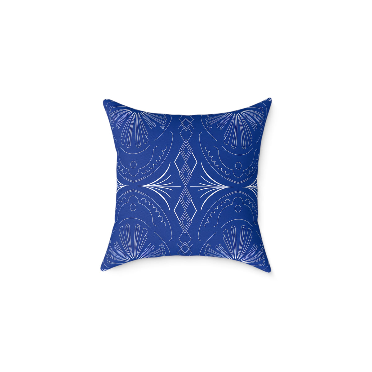 Blue Moroccan Tile Pattern Pillow | Square Poly Canvas Pillow