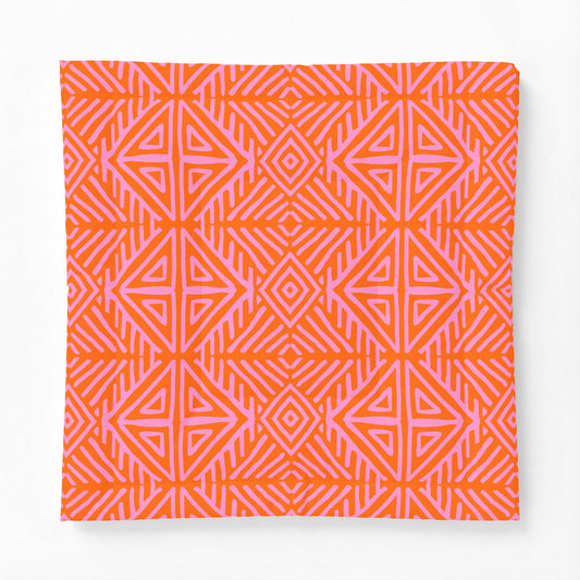 Geometric Tribal Pattern Cotton Comforter | Orange Pink Diamond Motif