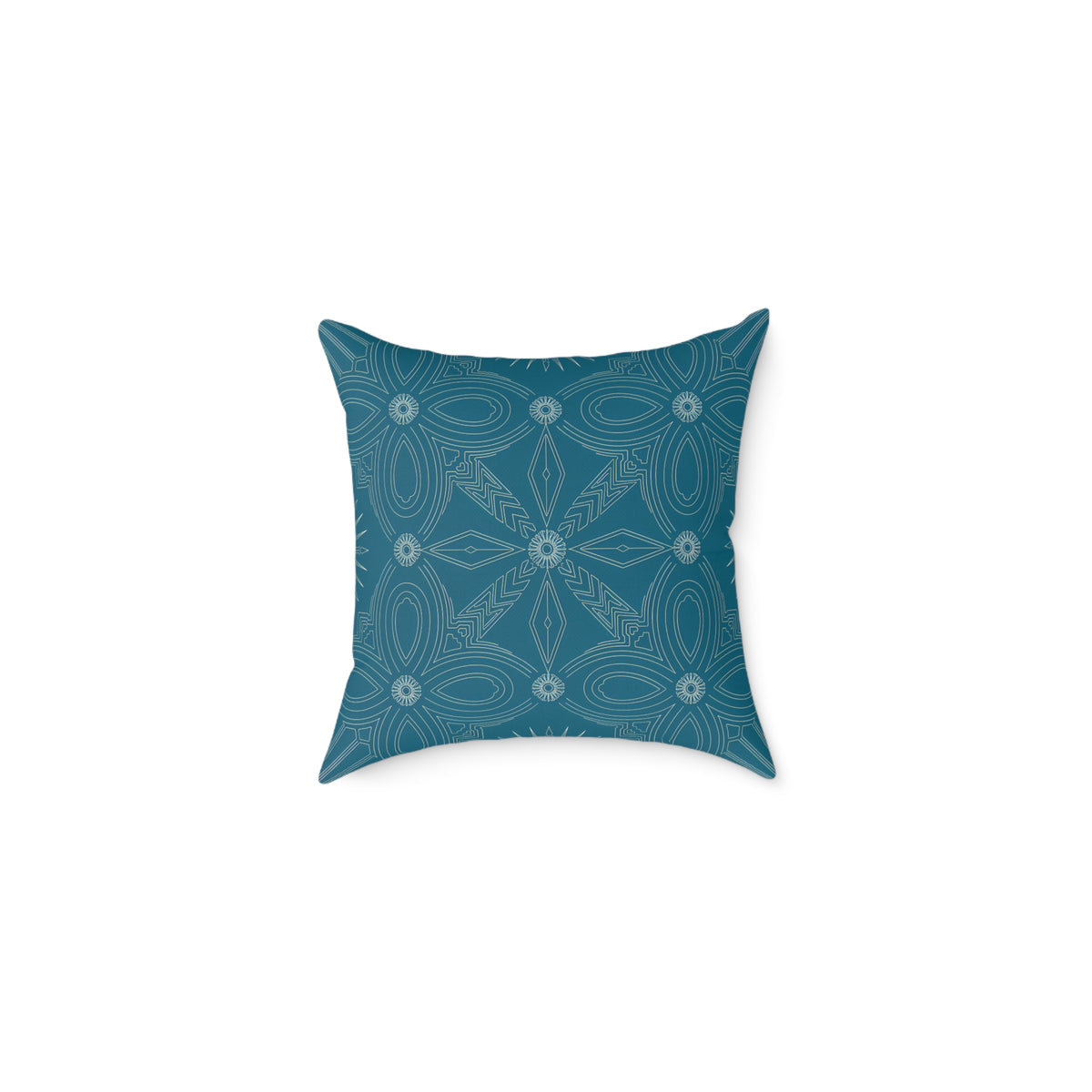 Cerulean Geometric Mandala Square Pillow | Boho Decorative Throw