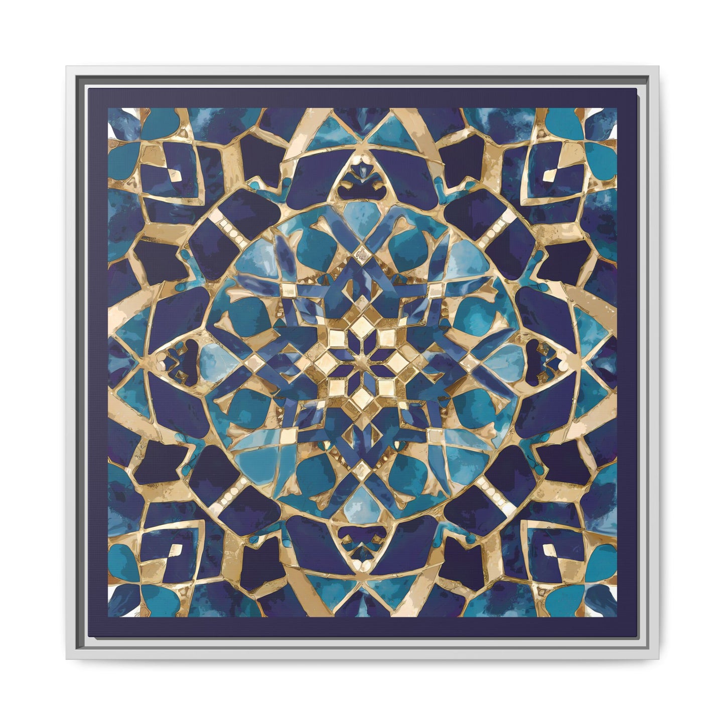 Framed Blue Moroccan Mosaic Wall Art — Matte Canvas Print