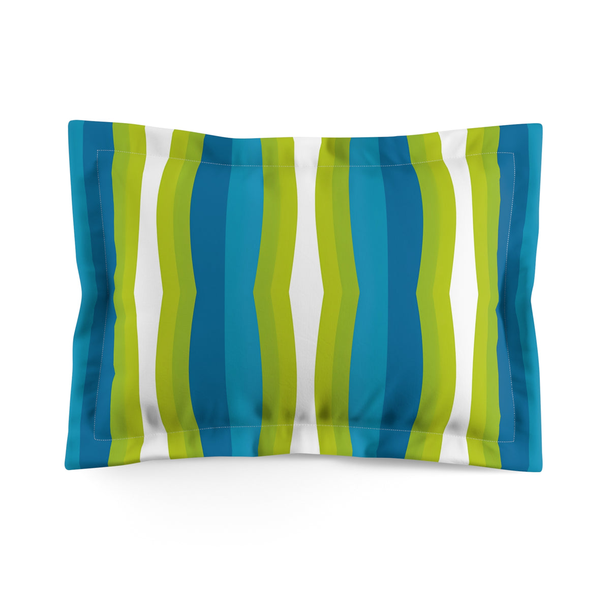 Blue Green Wavy Stripes Pillow Sham | Microfiber