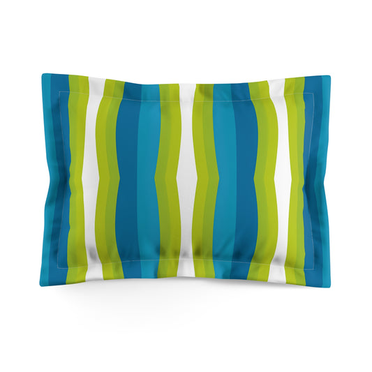 Blue Green Wavy Stripes Pillow Sham | Microfiber