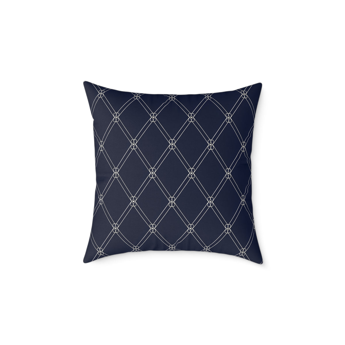 Navy  White Diamond Lattice Pattern Pillow | Square Poly Canvas Pillow