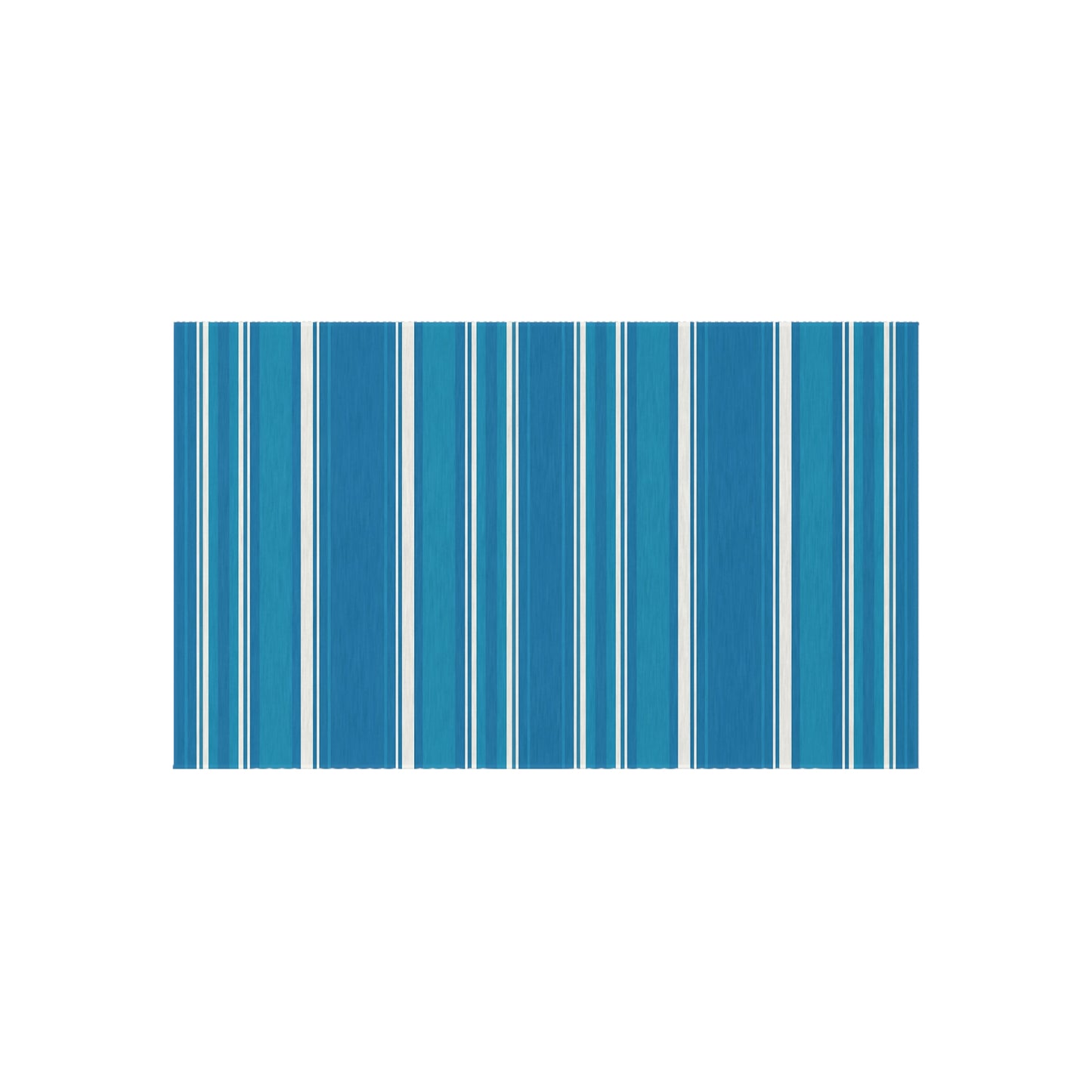 Blue Stripe Outdoor/Indoor Rug | Patio Mat, Coastal Striped Porch Rug