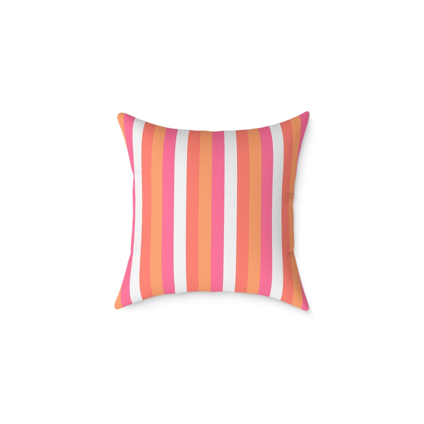 Pink Orange Stripe Square Pillow | Colorful Striped Throw Pillow