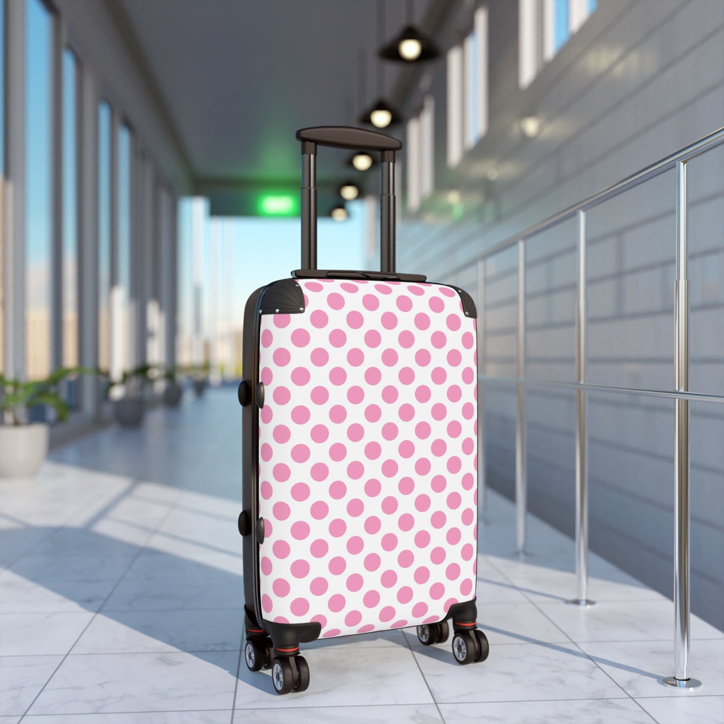 Cute Pink Polka Dot Suitcase, Trendy Luggage, Travel Gear, Vacation Essentials, Stylish Carry-On for Women, Teen Luggage