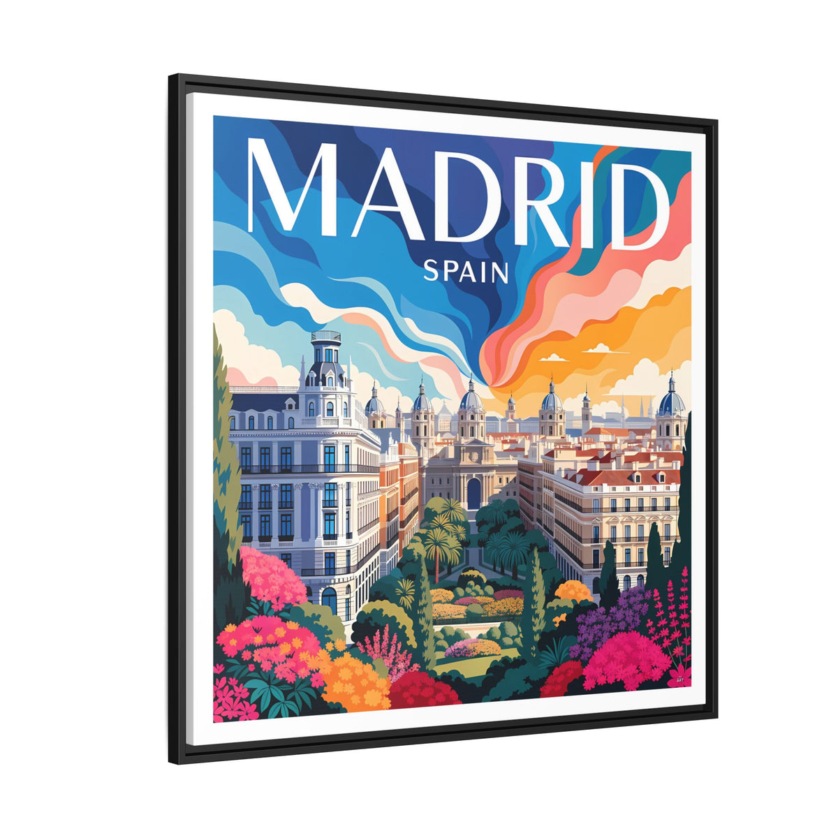 Madrid Spain Travel Art Matte Canvas Framed | Cityscape Wall Art