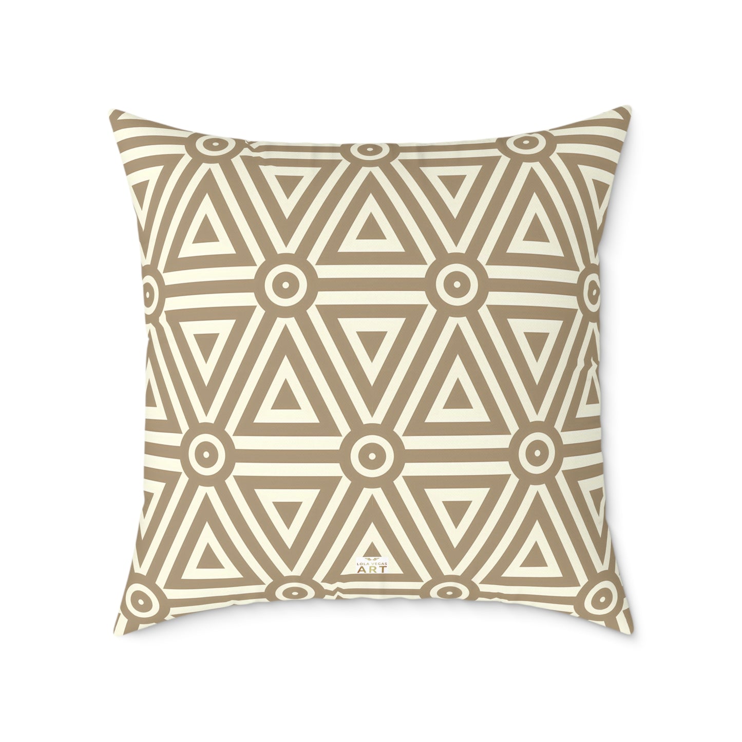Geometric Triangle Pattern Square Pillow | Neutral Beige Canvas Pillow, Cozy Home Decor, Modern Throw Pillow, Boho Style, Gifts for Her