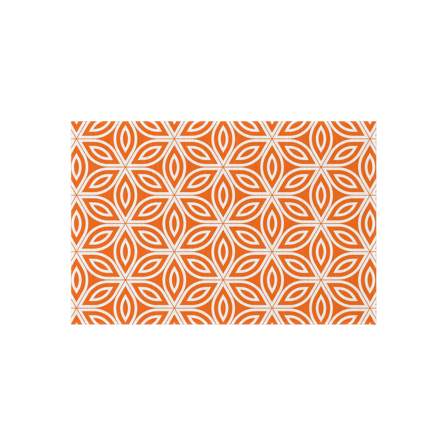 Geometric Floral Tile Outdoor/Indoor Rug | Orange Patterned Patio Mat