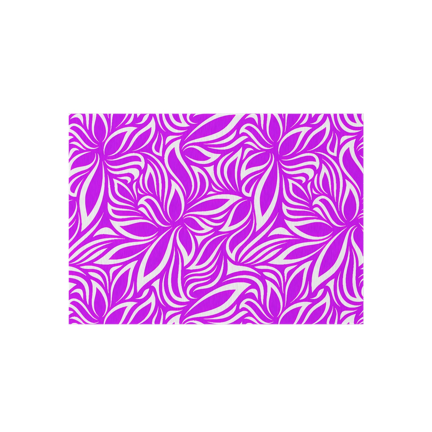 Magenta White Floral Pattern Outdoor/Indoor Rug | Tropical Leaf Medallion Patio Mat