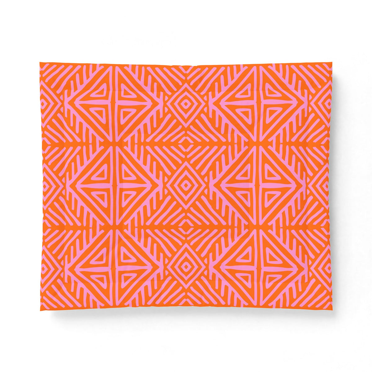 Geometric Tribal Pattern Cotton Comforter | Orange Pink Diamond Motif