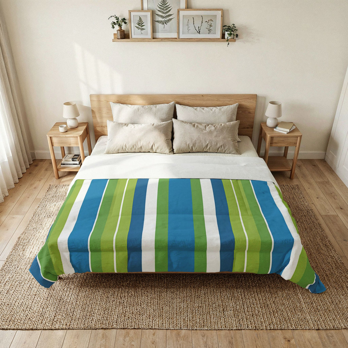 Blue Green Striped Comforter | Cotton Comforter