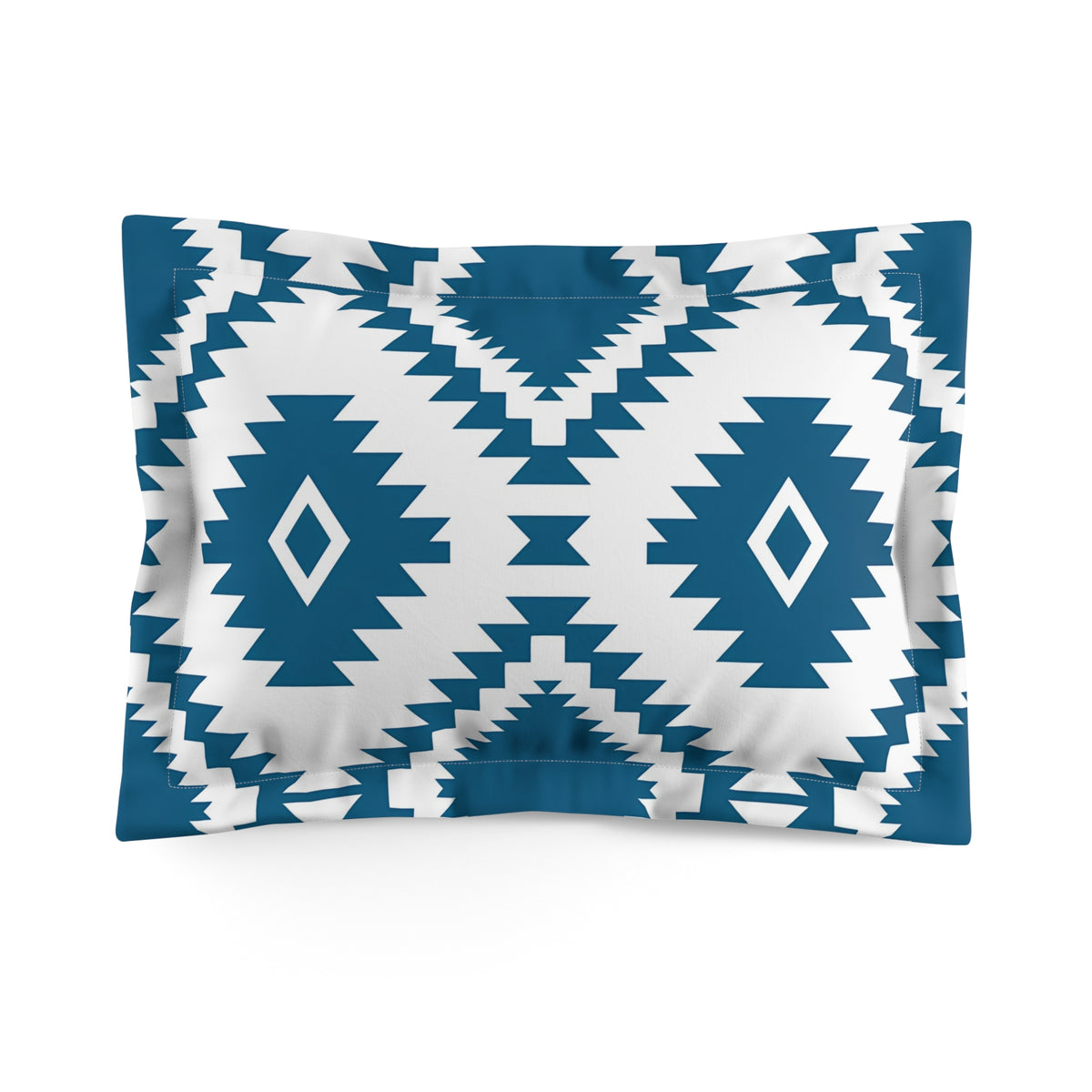 Teal Tribal Diamond Pattern Pillow Sham | Geometric Southwestern Design