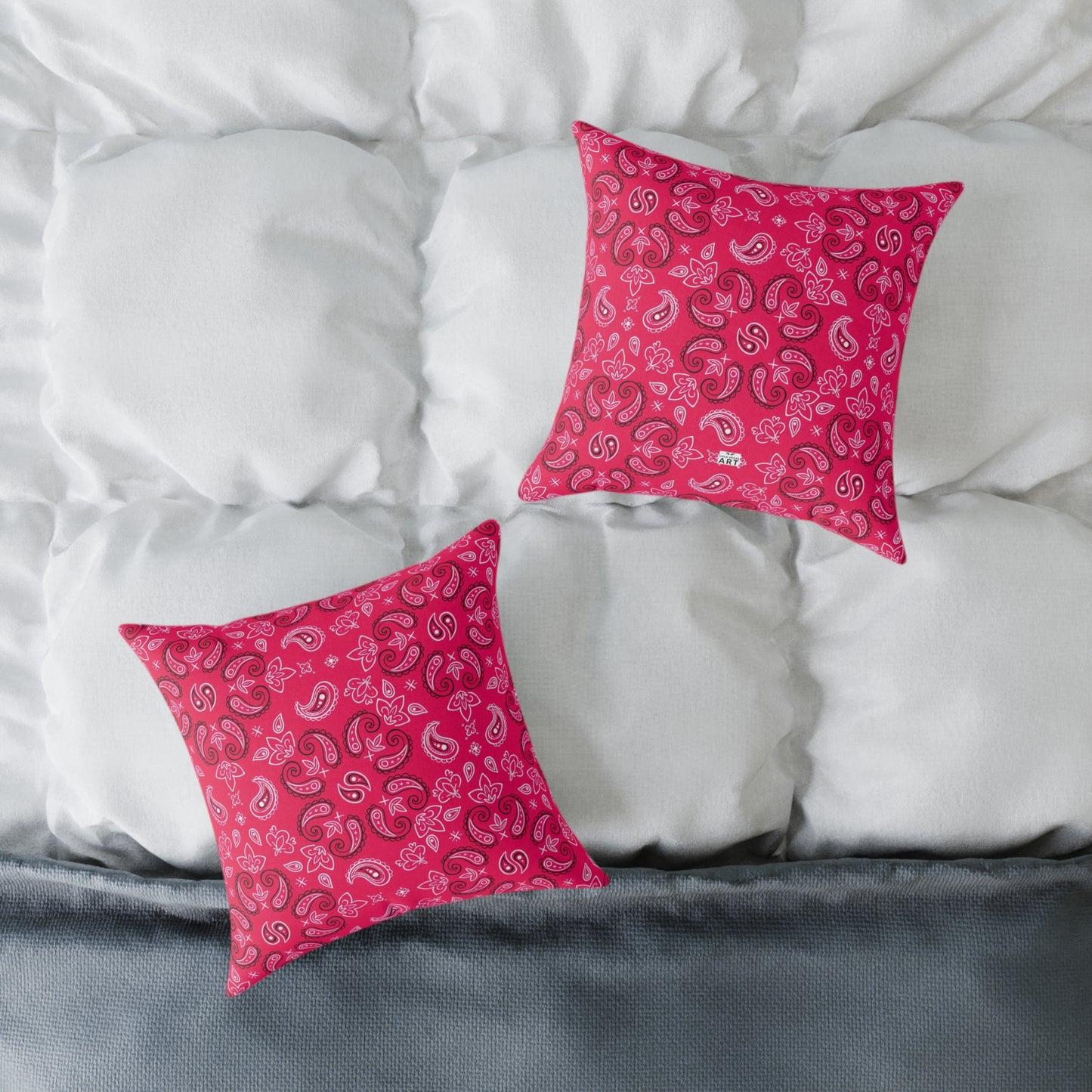 Red-Rose Paisley Pattern Pillow | Square Throw Pillow