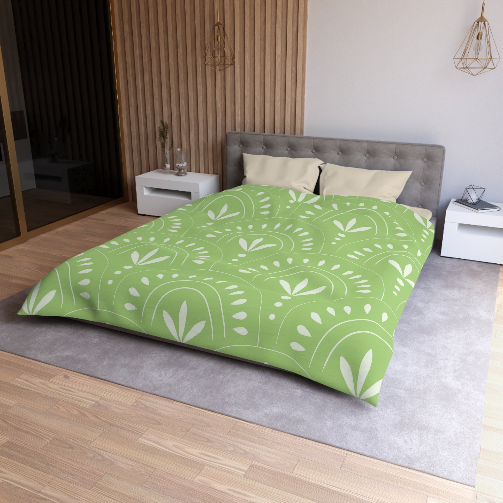 Botanical Pattern Microfiber Duvet Cover Set | Eco-Friendly Bedding for Cozy Bedrooms, Gift for Home Decor Lovers, Spring Refresh - LOLA VEGAS ART