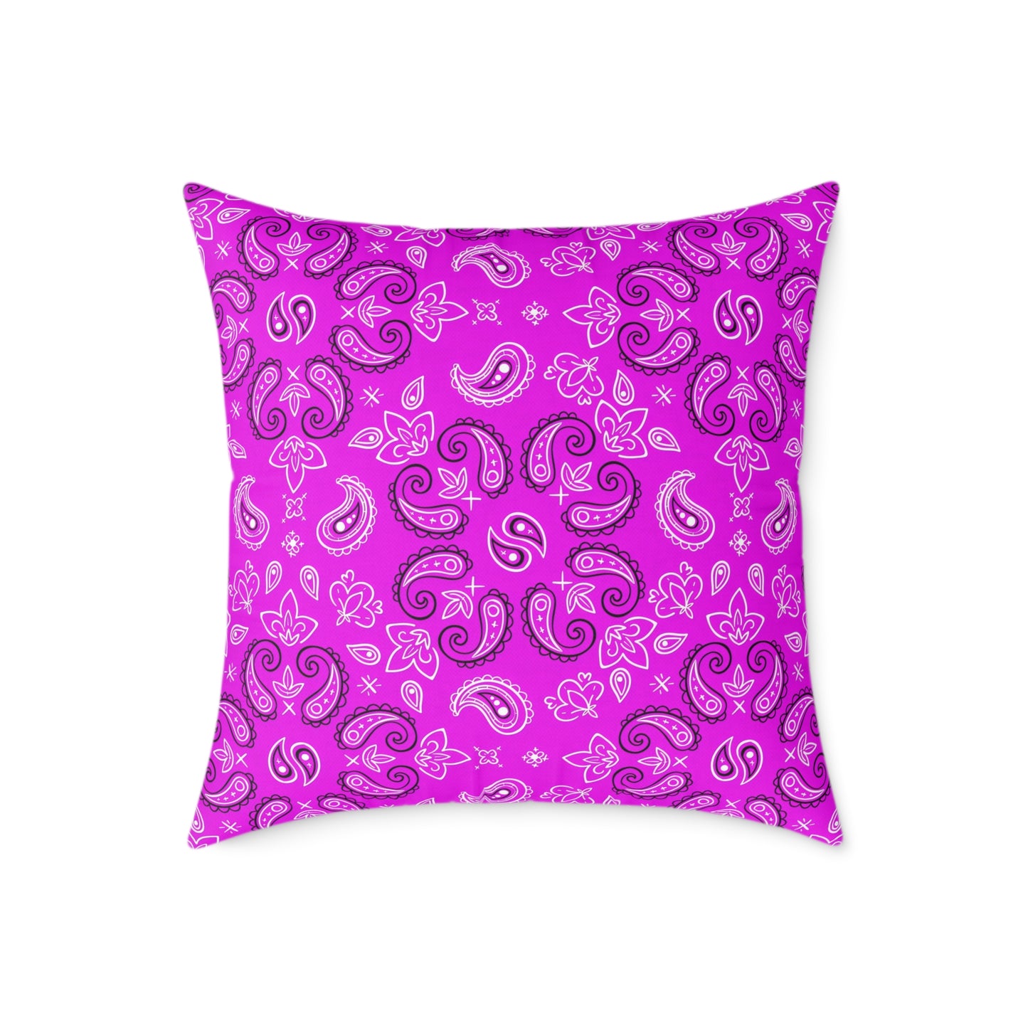 Purple Paisley Pattern Pillow | Square Poly Canvas Pillow
