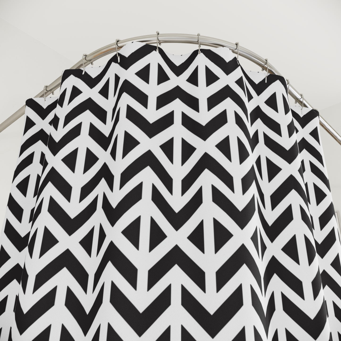 Black White Chevron Geometric Shower Curtain | Modern Bathroom Decor