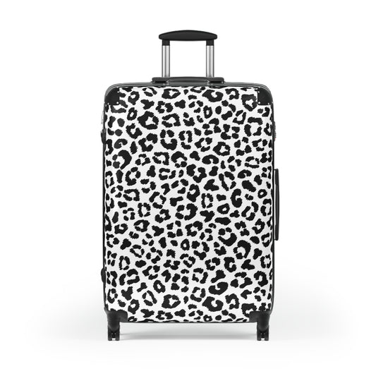 Black White Leopard Print Suitcase | Animal Print Luggage