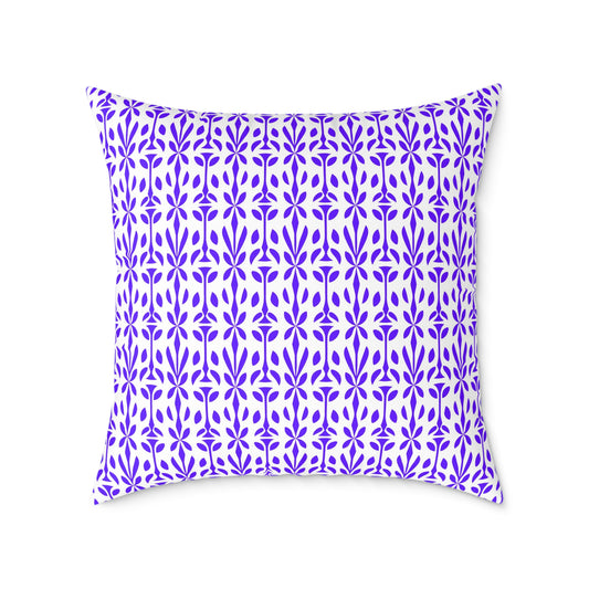 Purple Floral Tile Pattern Pillow | Geometric Boho Throw Pillow, Gift for Her, Decorative Throw Cushion, Boho Decor, Living Room Accent