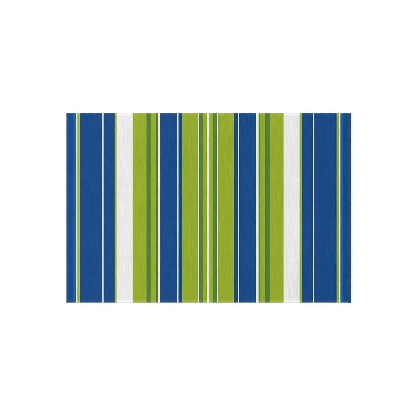 Blue Green Stripe Outdoor/Indoor Rug | Patio Mat, Weatherproof Outdoor Rug