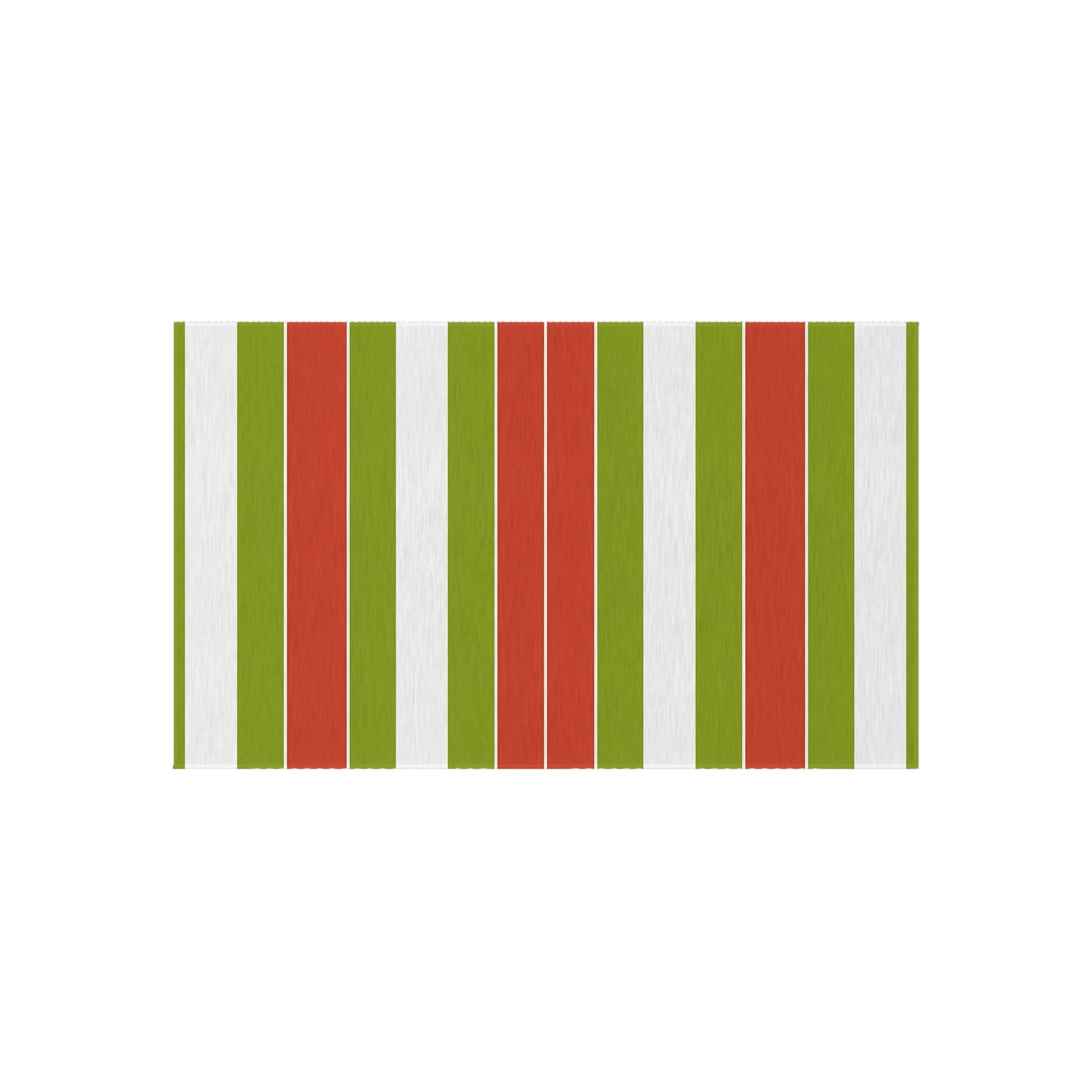Green Red White Striped Outdoor/Indoor Rug | Patio Door Mat