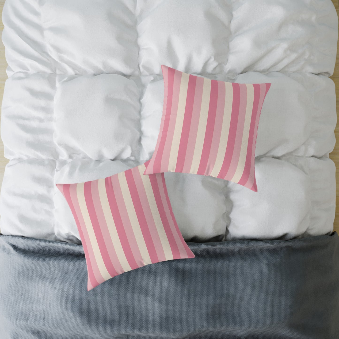 Pink Creme Stripe Square Pillow | Pastel Striped Throw Cushion