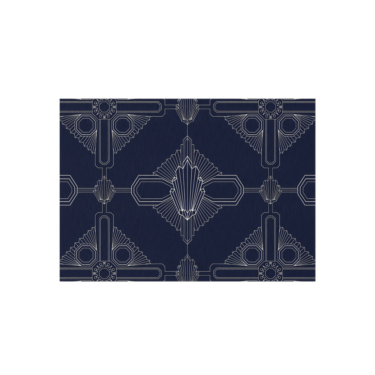 Art Deco Geometric Outdoor Rug | Navy Patterned Patio Mat