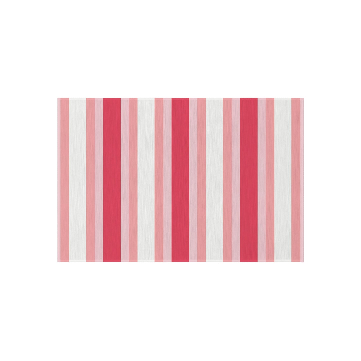Pink White Striped Outdoor/Indoor Rug | Patio Mat, Red and Blush Stripes