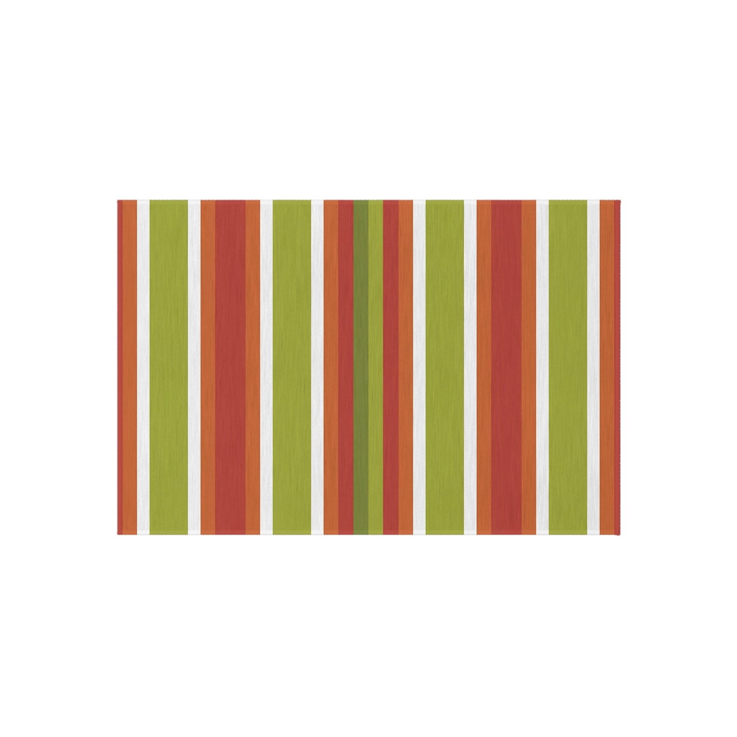 Green Orange White Stripe Outdoor Rug | Patio Door Mat, Weatherproof Porch Runner