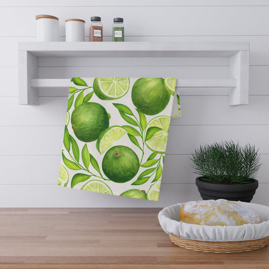 Lime & Leaf Tea Towels, Vibrant Kitchen Decor, Perfect for Home Chefs, Gift for Foodies, Eco-Friendly Cotton Towel, Kitchen Essentials - LOLA VEGAS ART
