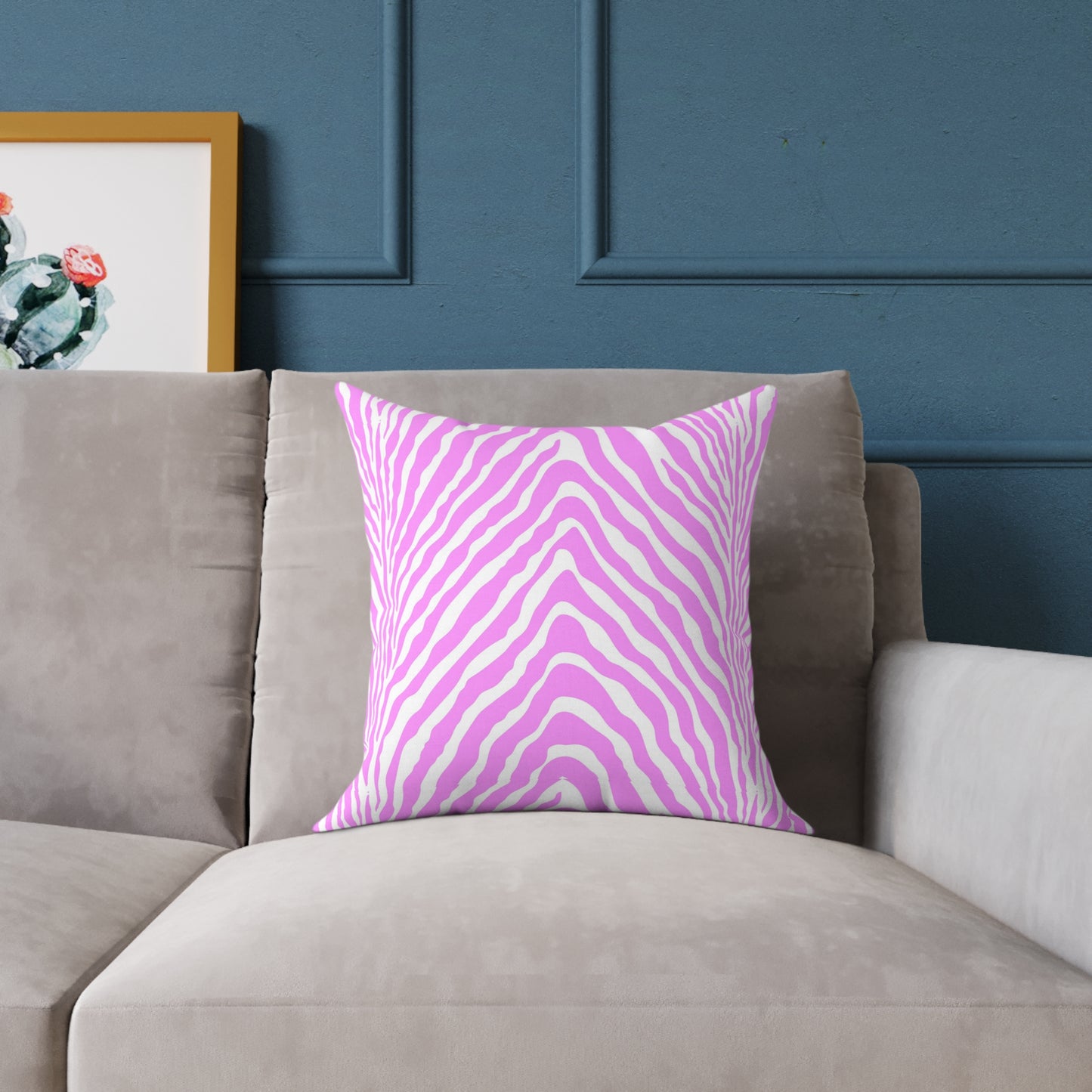 Pink White Zebra Stripe Square Pillow | Animal Print Home Decor