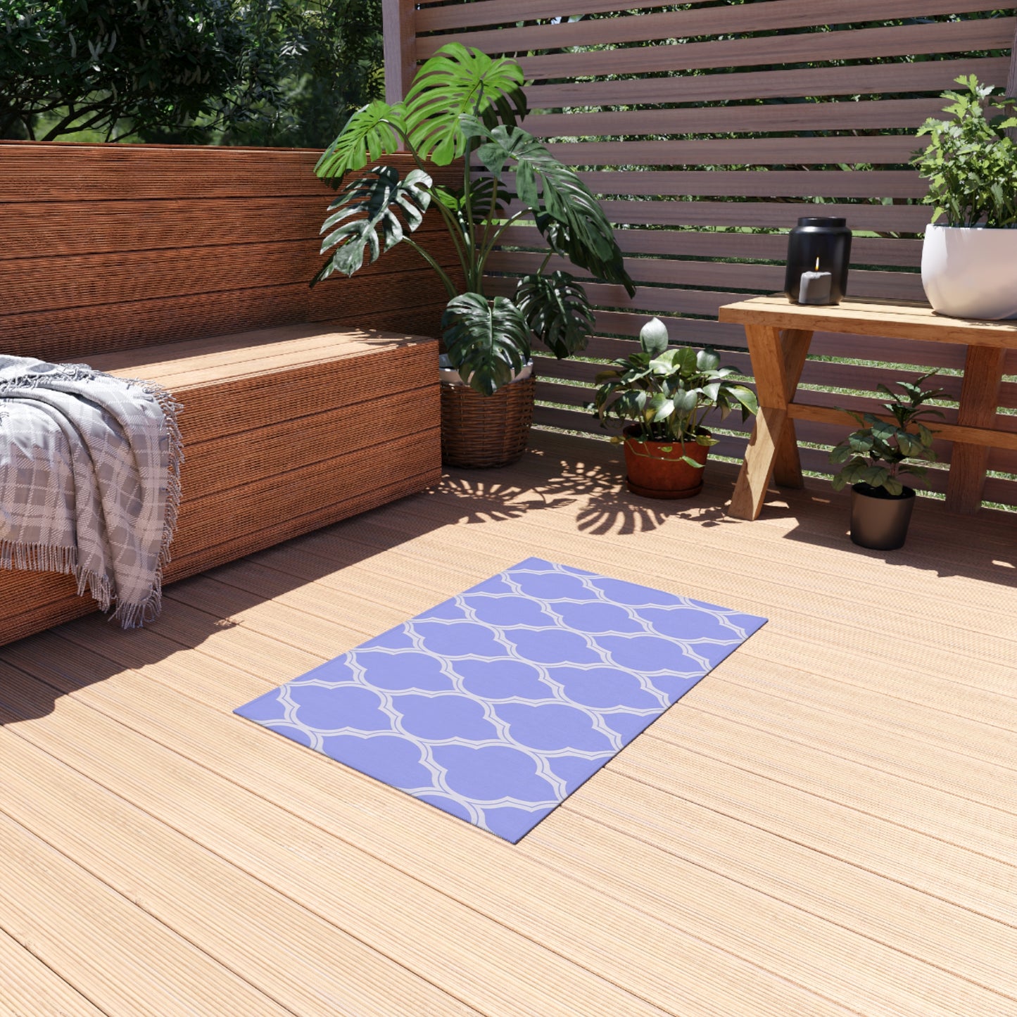 Lavender Moroccan Trellis Outdoor/Indoor Rug | Patio Mat