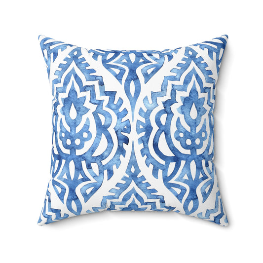 Boho Blue Decorative Pillow, Cozy Home Decor, Modern Accent Cushion, Gift for Her, Living Room Throw Pillow