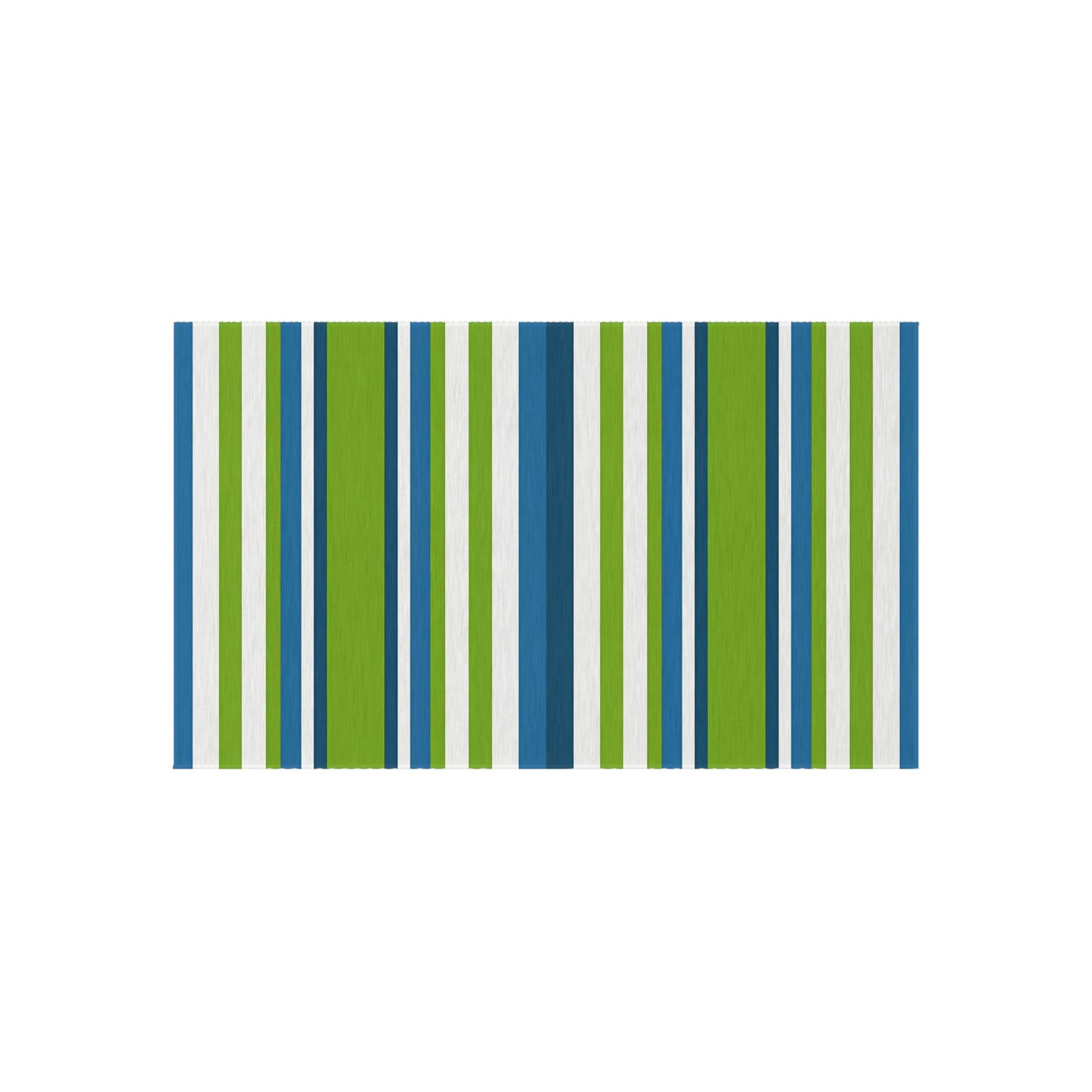 Blue Green Stripe Outdoor/Indoor Rug | Patio Mat, Deck Striped Rug