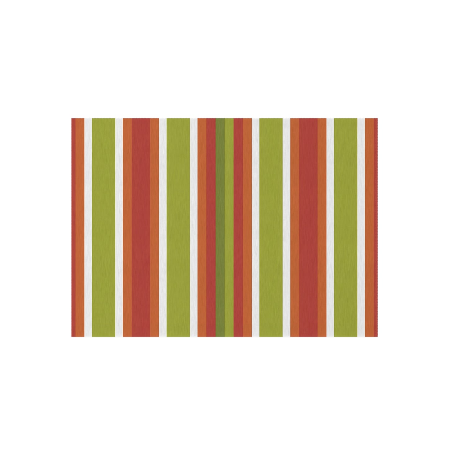 Green Orange White Stripe Outdoor Rug | Patio Door Mat, Weatherproof Porch Runner