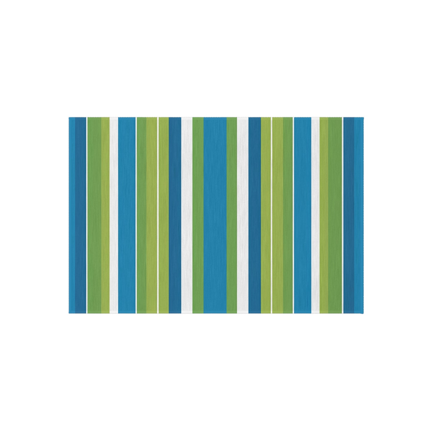 Blue Green Stripe Outdoor/Indoor Rug | Coastal Patio Floor Mat