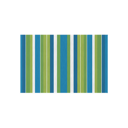 Blue Green Stripe Outdoor/Indoor Rug | Coastal Patio Floor Mat