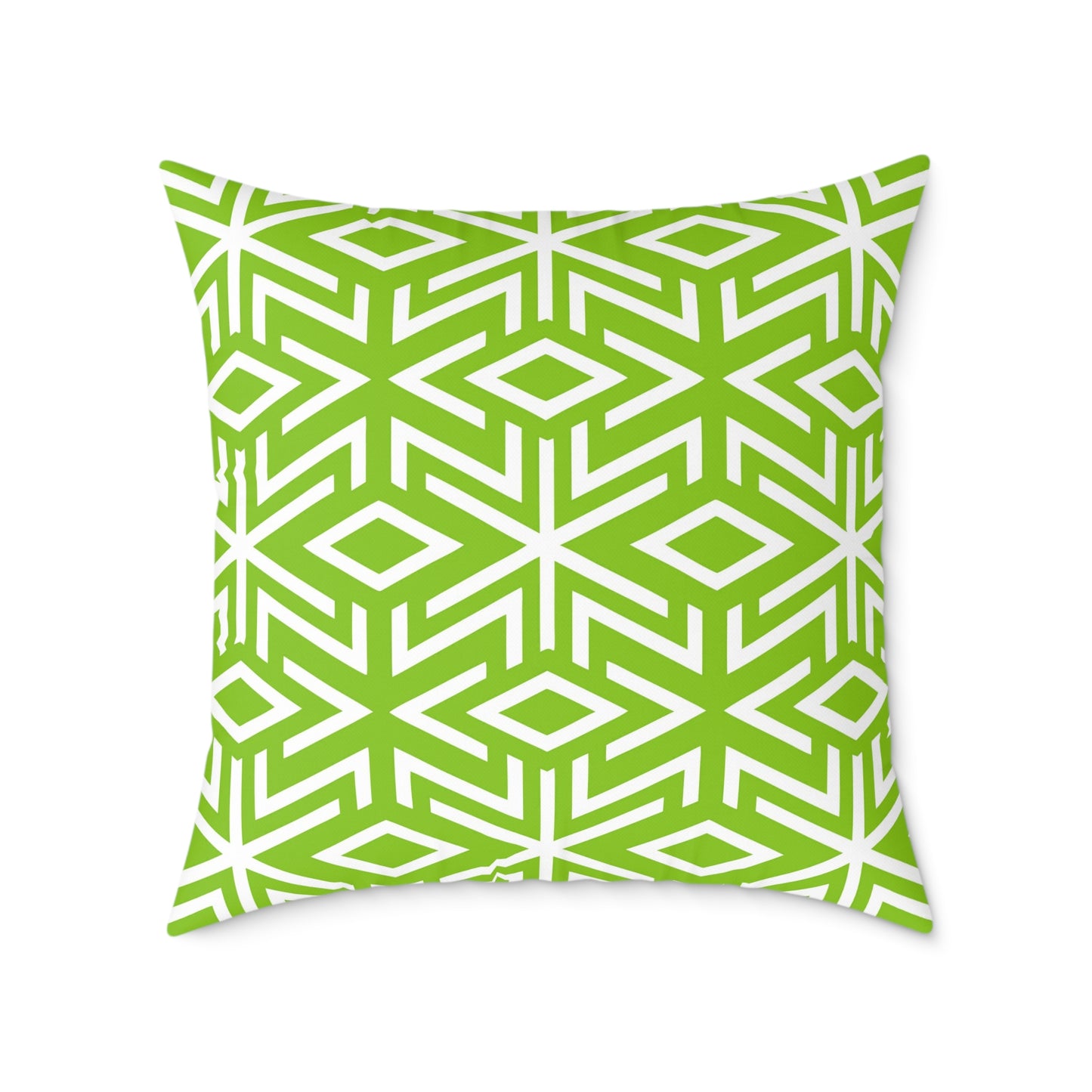 Green White Geometric Diamond Pattern Pillow | Square Throw Pillow,  Modern Home Decor, Couch Cushion, Gift for Homewarming, Stylish Accent Pillow