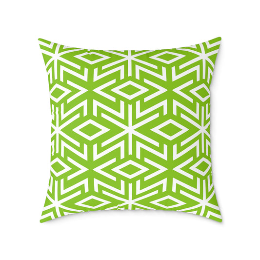 Green White Geometric Diamond Pattern Pillow | Square Throw Pillow,  Modern Home Decor, Couch Cushion, Gift for Homewarming, Stylish Accent Pillow