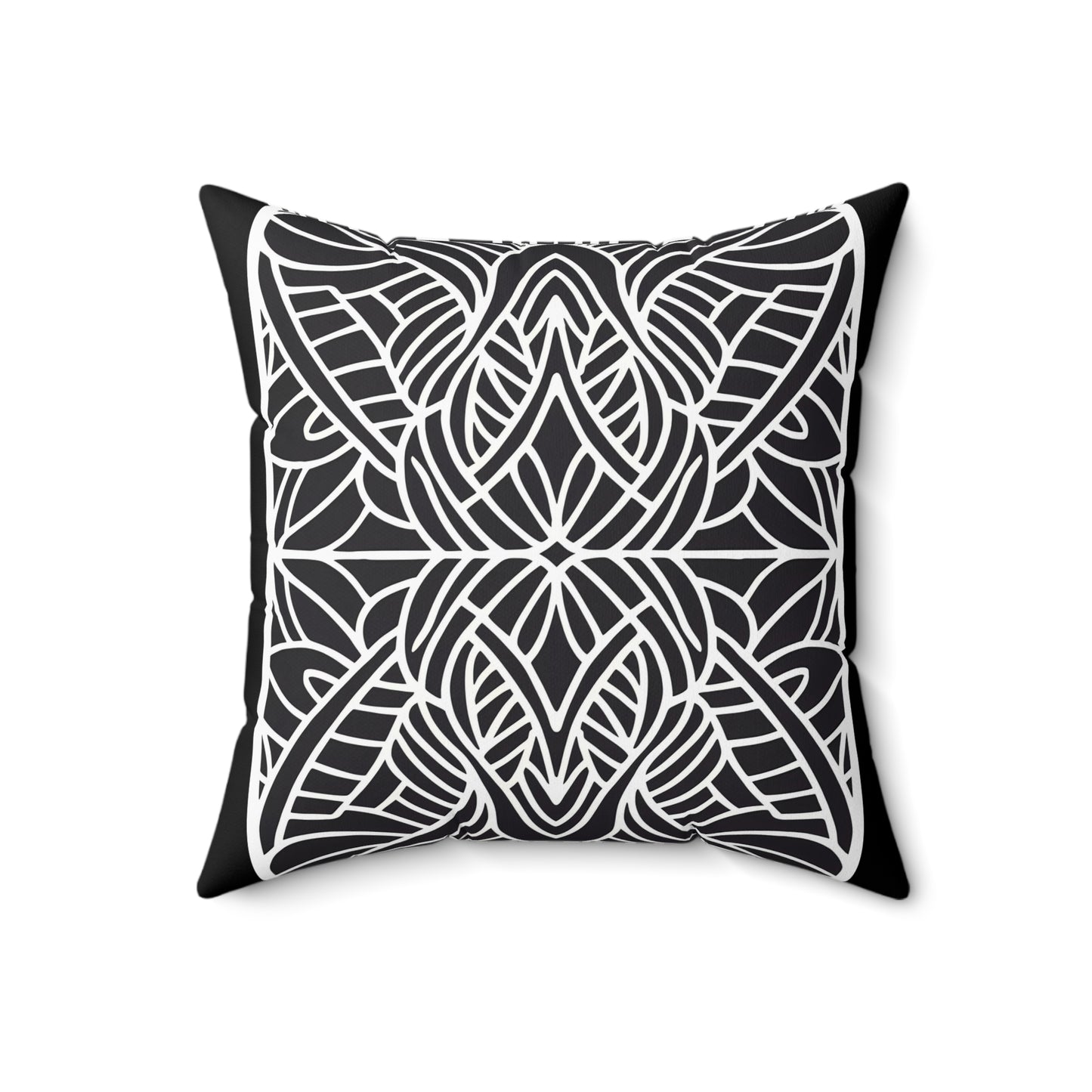 Square Pillow - Black and White Tribal Design Ethnic and Dramatic