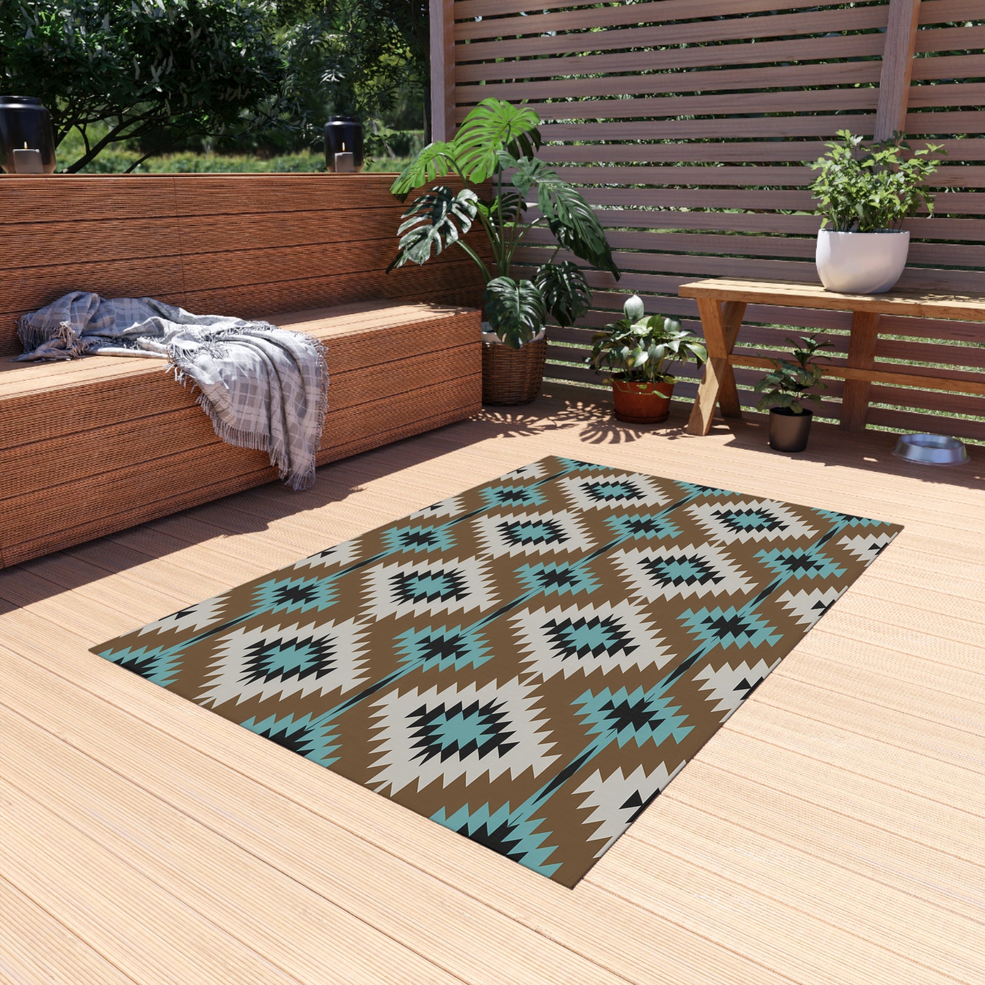 Stylish Outdoor Rug, Bohemian Patio Decor, Indoor/Outdoor Mat, Camping Area Rug, Durable Entryway Carpet, Personalized Outdoor Accent - LOLA VEGAS ART