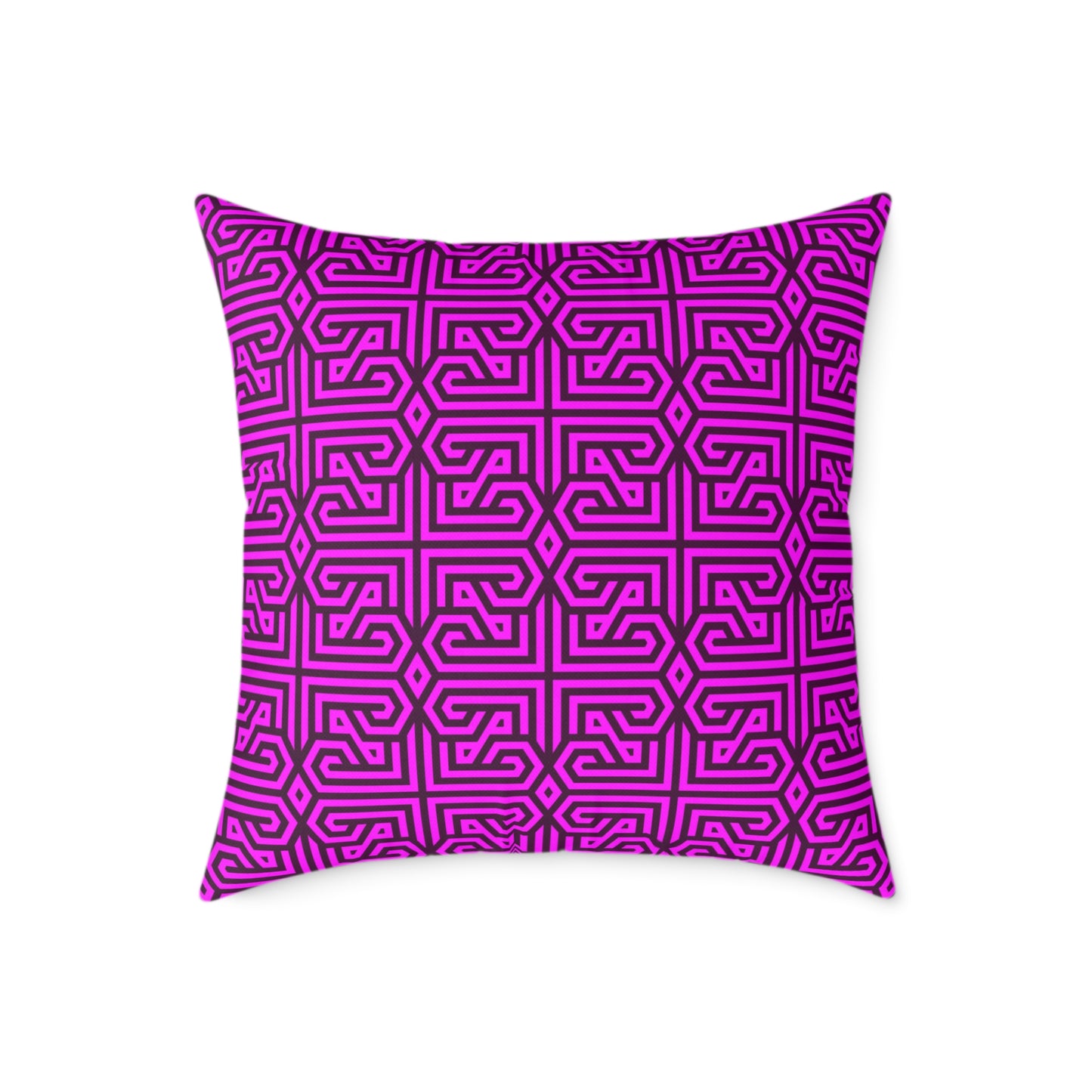 Geometric Maze Pattern Square Pillow | Purple Labyrinth Throw Pillow