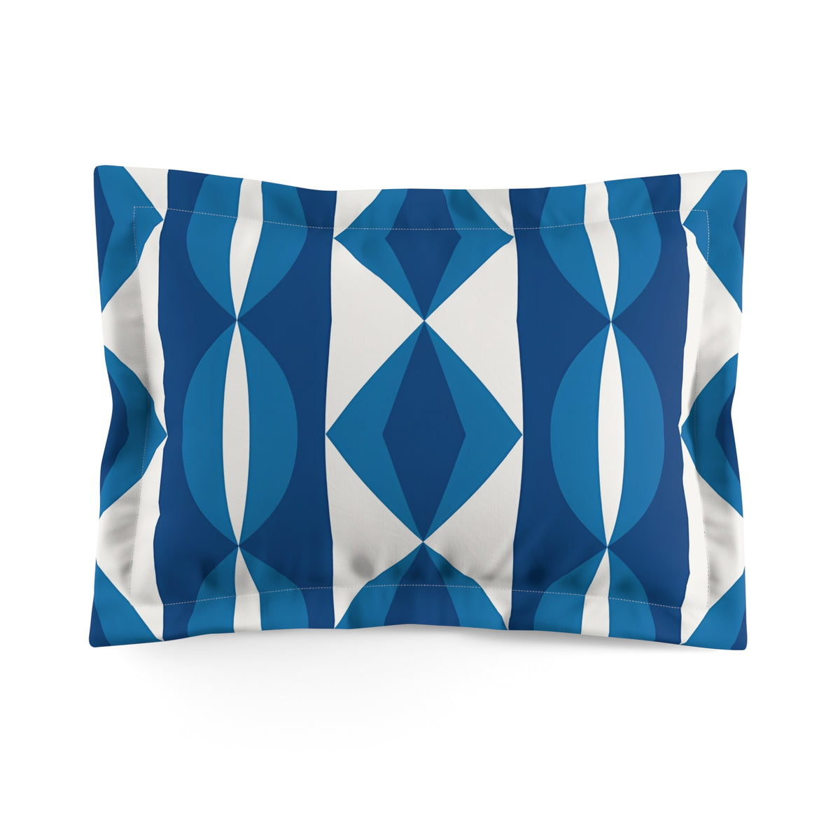 Blue Geometric Diamond Pattern Microfiber Pillow Sham | Mid-Century Modern