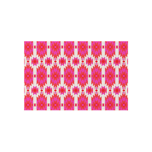 Pink Orange Aztec Geometric Pattern Outdoor/Indoor Rug | Southwestern Boho Patio Mat
