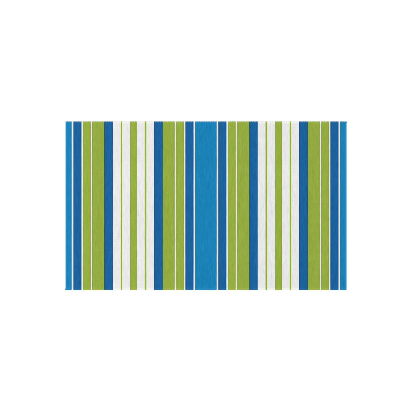 Blue Green Striped Outdoor/Indoor Rug | Patio Mat