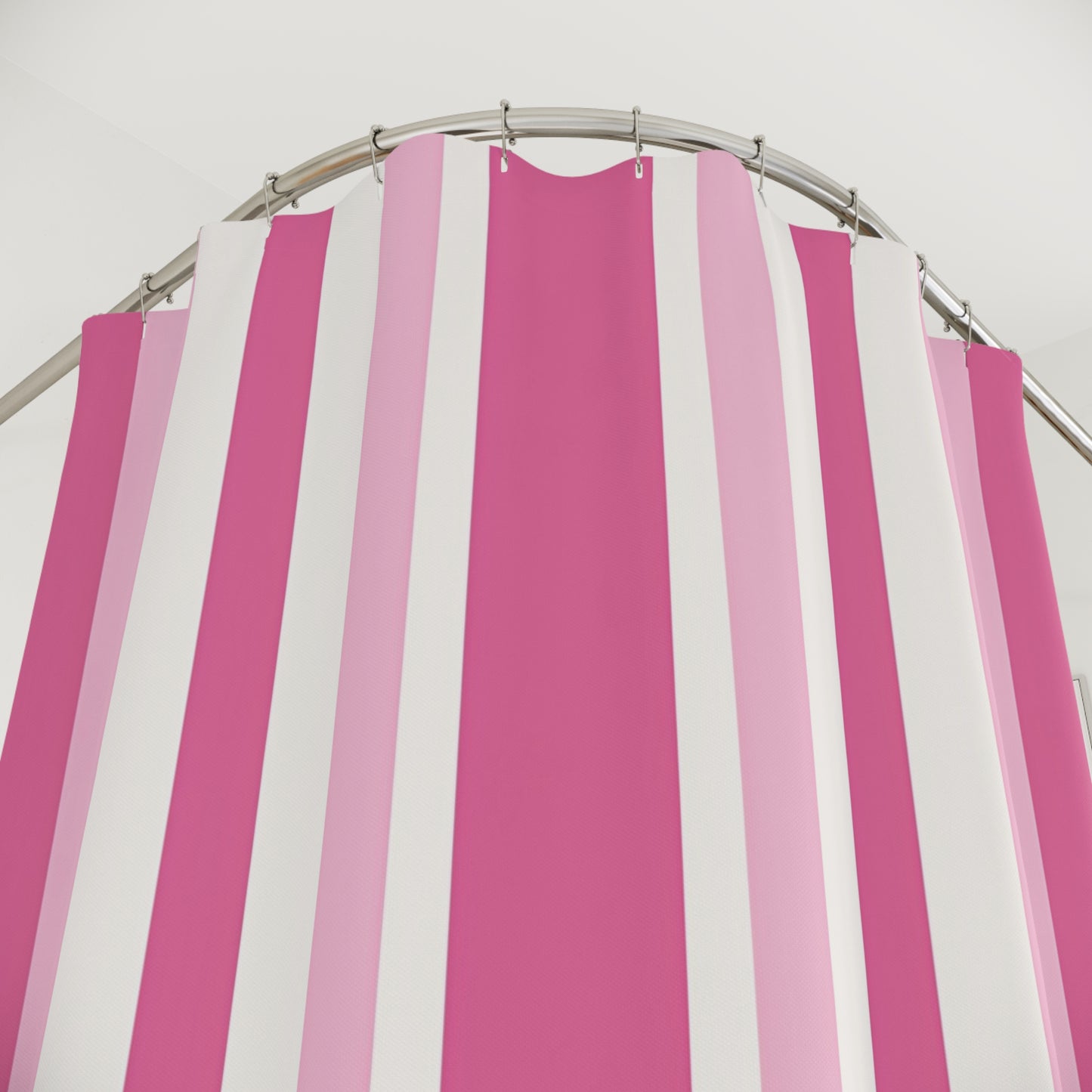 Pink Vertical Stripe Shower Curtain | Modern Bathroom Décor